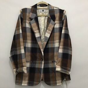 Vintage Christy Girl Plaid Padded Shoulder Single Button Blazer Size 14P